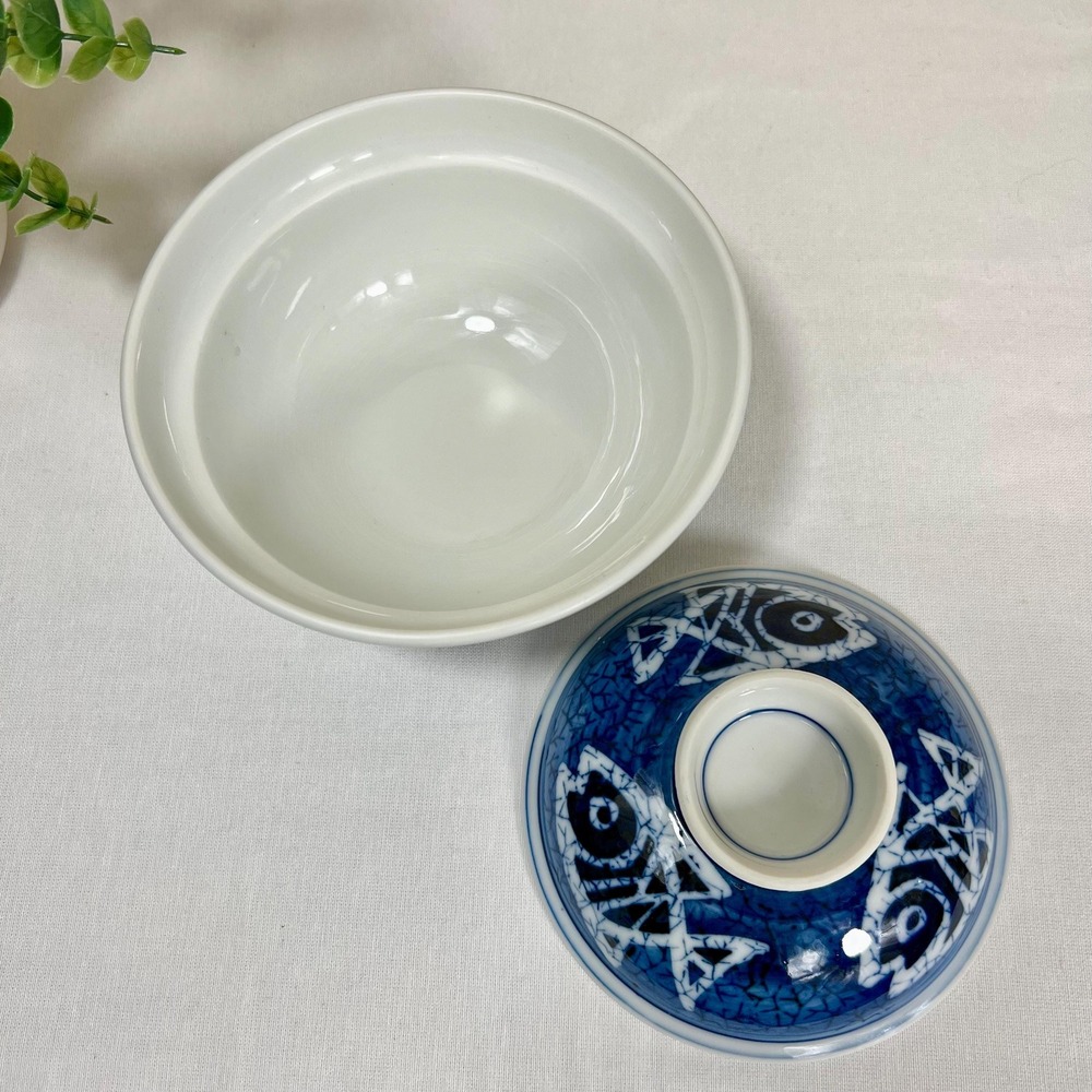 Vintage Japanese Sakana Fish Porcelain Rice Bowl - Picture 8 of 10